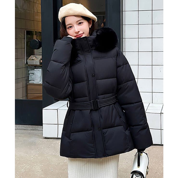 ブラック | フーディーダウンジャケット 中綿アウター | SUNSHINE CLOSET