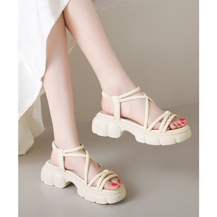 クロスストラップサンダルレディース厚底靴[品番：AGCW0006363