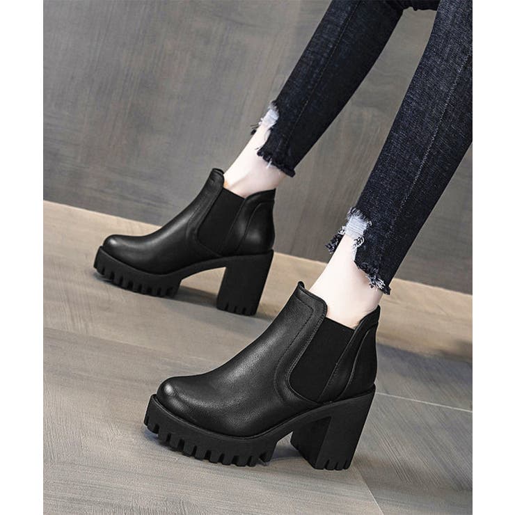 ブラック | サイドゴアブーツチャンキーヒールブーティ | Miniministore