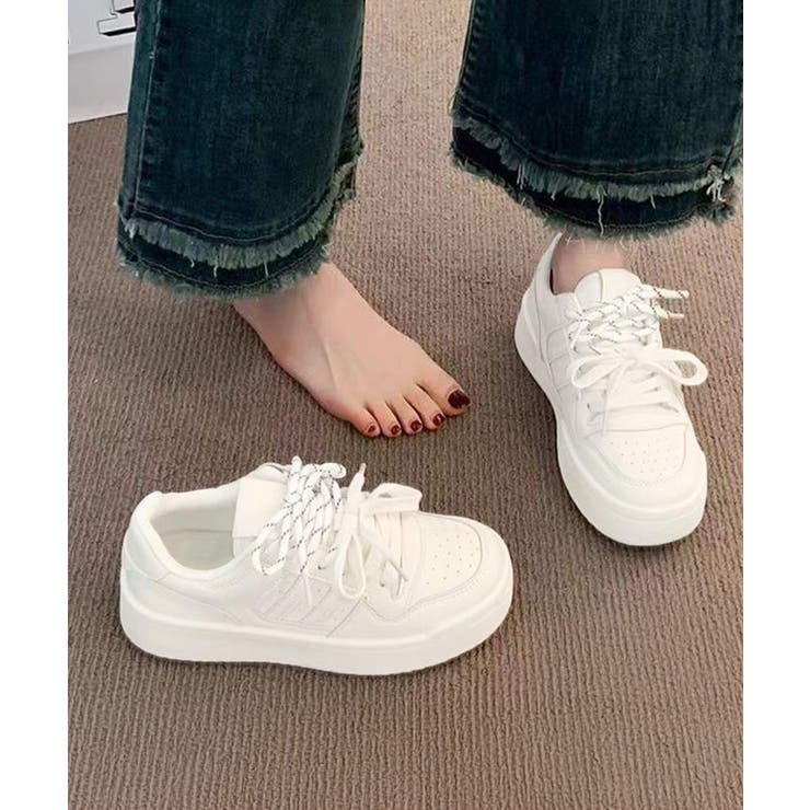 ホワイト | 厚底コートスニーカーローカットレディース | Miniministore