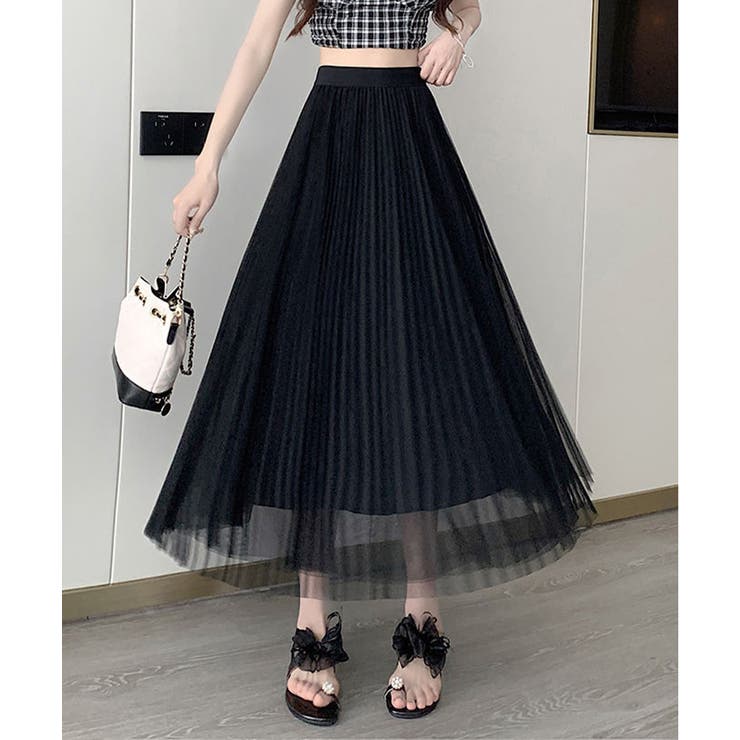 ブラック | チュールスカートレディースロングスカート | SUNSHINE CLOSET
