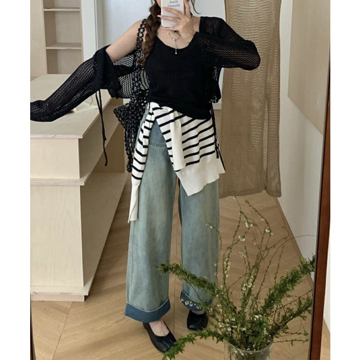 ブラック | メッシュカーディガン キャミソールセット | Miniministore