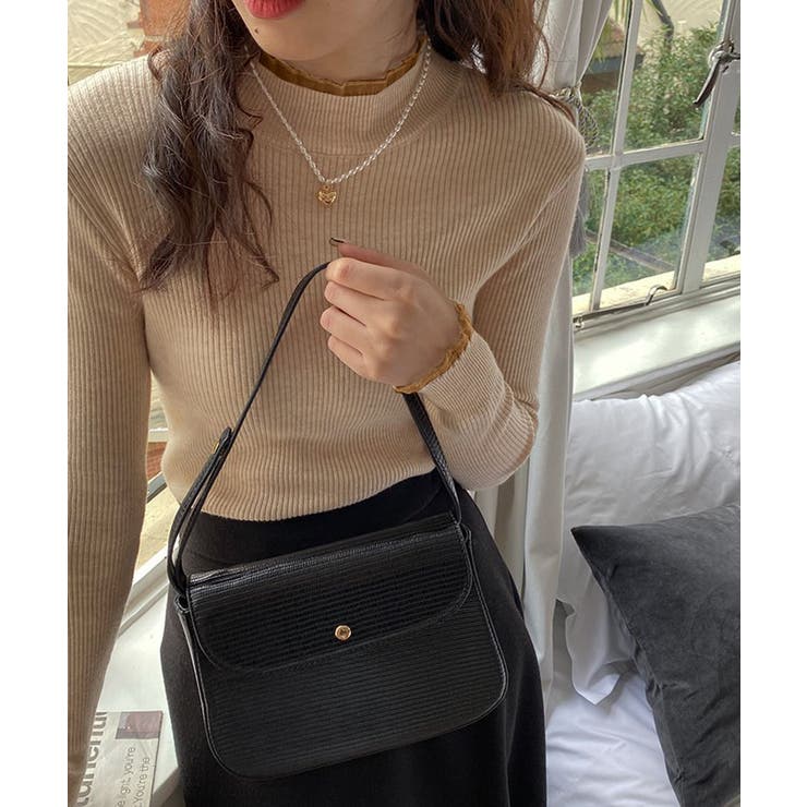 リブニットトップス きれいめ ハイネック | Miniministore | 詳細画像2 