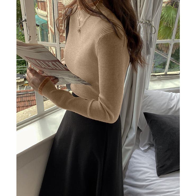 リブニットトップス きれいめ ハイネック | Miniministore | 詳細画像3 