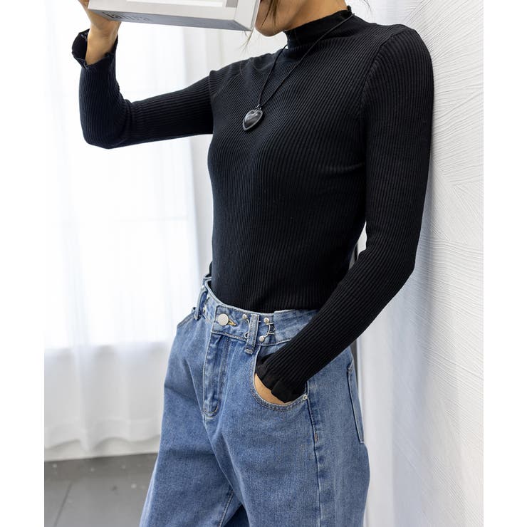 リブニットトップス きれいめ ハイネック | Miniministore | 詳細画像9 