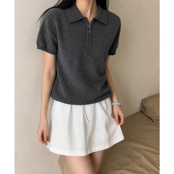 ハーフジップポロシャツ 半袖サマーニット | Miniministore | 詳細画像11 