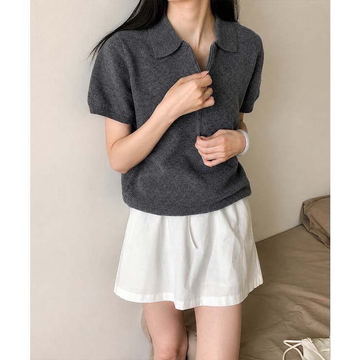 ハーフジップポロシャツ 半袖サマーニット | Miniministore | 詳細画像12 