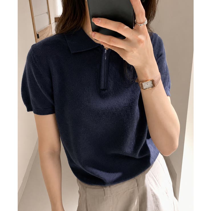 ハーフジップポロシャツ 半袖サマーニット | Miniministore | 詳細画像13 