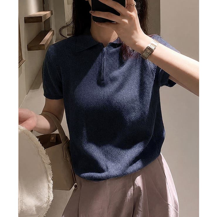 ハーフジップポロシャツ 半袖サマーニット | Miniministore | 詳細画像14 