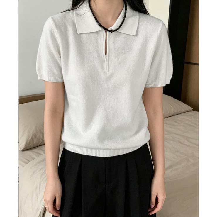 ハーフジップポロシャツ 半袖サマーニット | Miniministore | 詳細画像3 