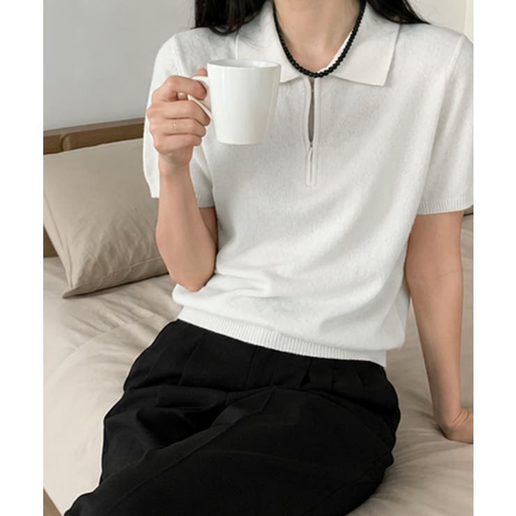 ハーフジップポロシャツ 半袖サマーニット | Miniministore | 詳細画像4 