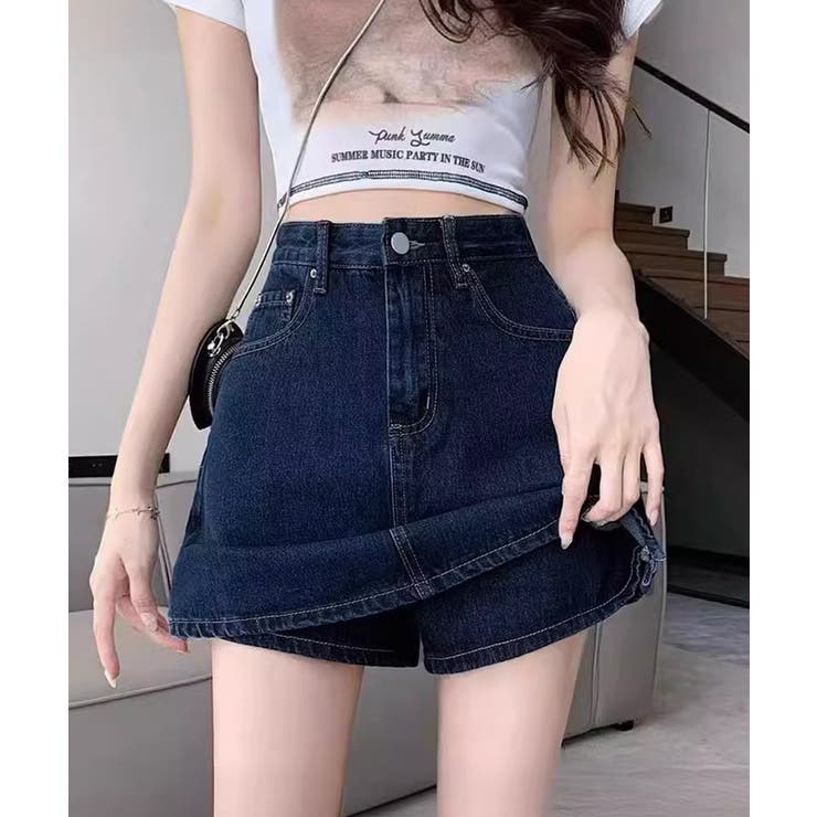 デニムスカパンハイウエストショートパンツ | Miniministore | 詳細画像1 
