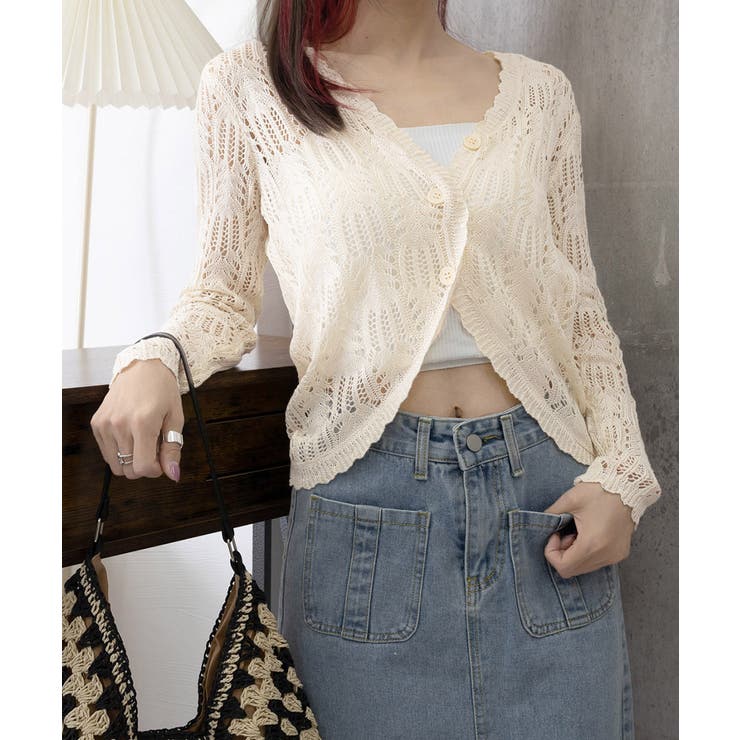 透かし編みカーディガンフェミニン夏羽織り | Miniministore | 詳細画像21 