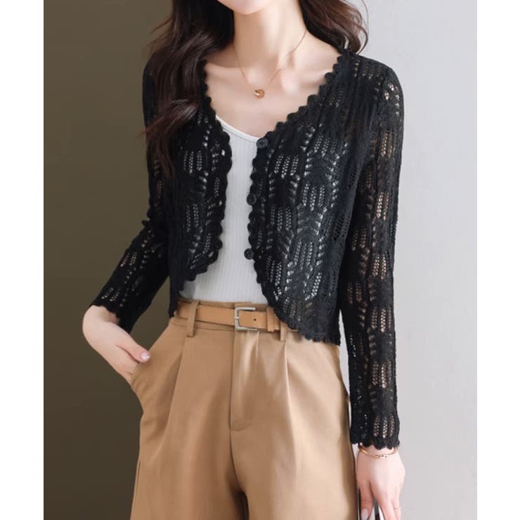 透かし編みカーディガンフェミニン夏羽織り | Miniministore | 詳細画像4 