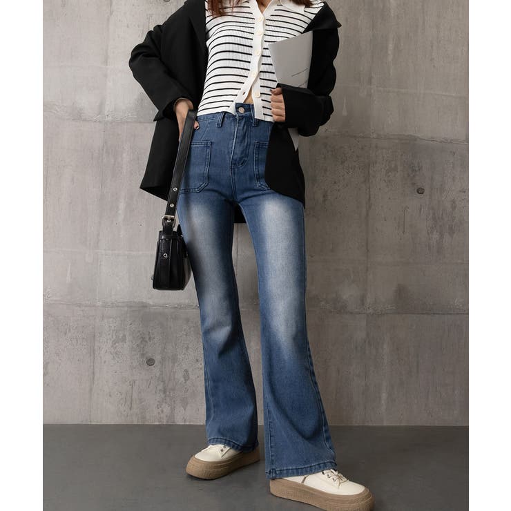 韓国風セミフレアデニムパンツ レディース | Miniministore | 詳細画像10 