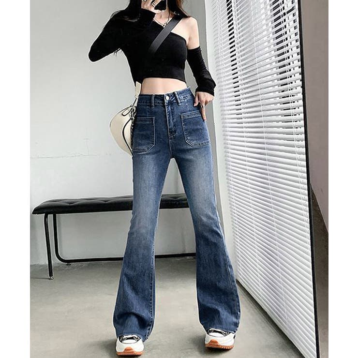 韓国風セミフレアデニムパンツ レディース | Miniministore | 詳細画像2 