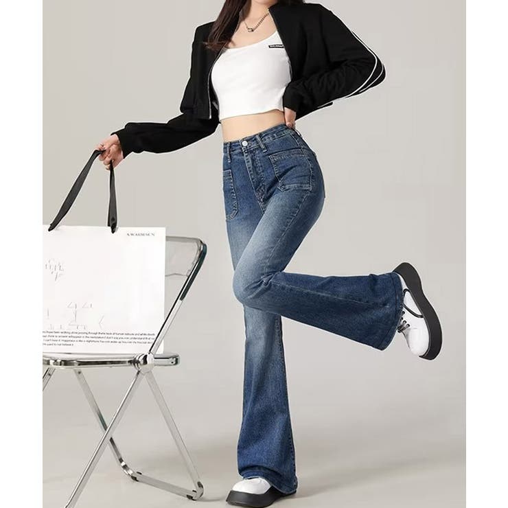 韓国風セミフレアデニムパンツ レディース | Miniministore | 詳細画像9 