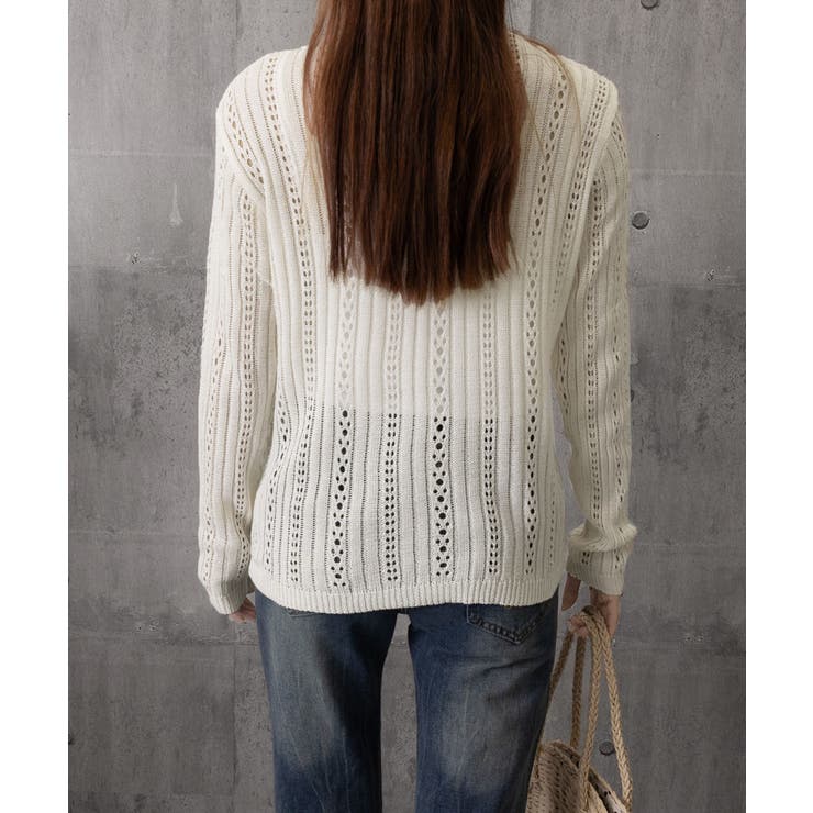 針抜きシアーカーディガン透かし編みニット | Miniministore | 詳細画像17 