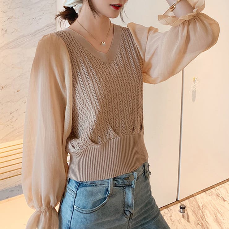 レディース ニットトップス 韓国 秋服[品番：II000007466