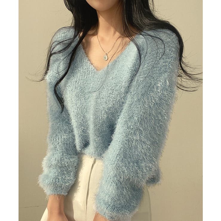 モヘア調ニット Vネックシャギートップス | Miniministore | 詳細画像16 