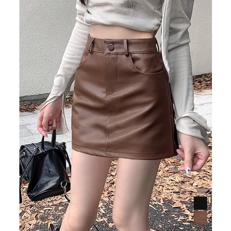 PUレザーミニスカートハイウエスト韓国風 | Miniministore | 詳細画像1 
