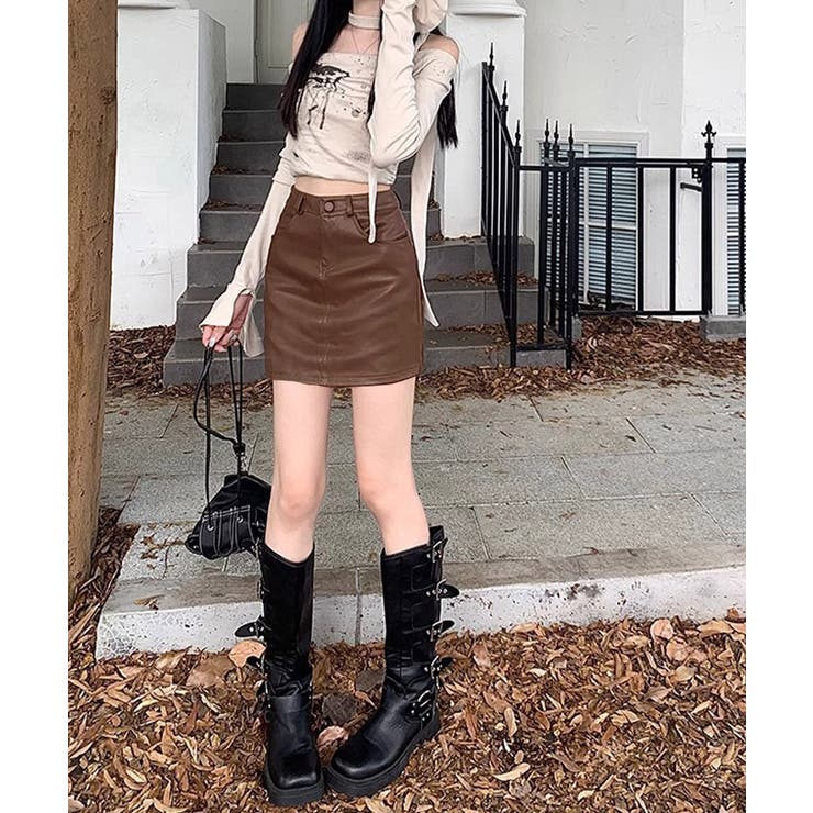PUレザーミニスカートハイウエスト韓国風 | Miniministore | 詳細画像9 