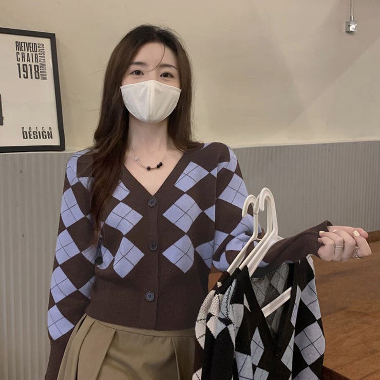 アーガイル柄 ニットカーディガン レトロ | Miniministore | 詳細画像13 