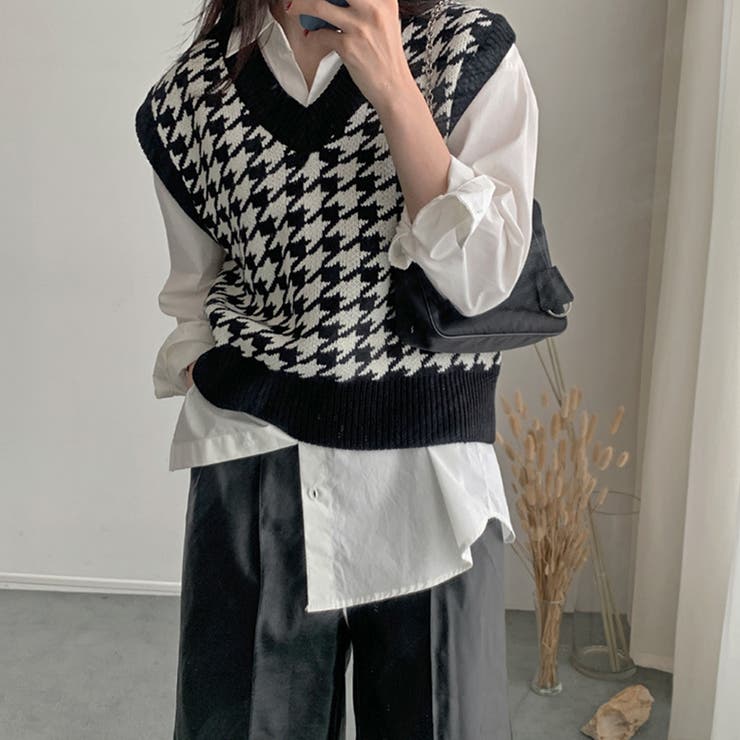 ニットベスト レディース 千鳥格子 品番 Ii Miniministore ミニミニストア のレディースファッション通販 Shoplist ショップリスト