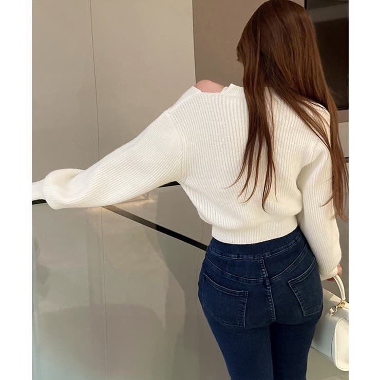 ショート丈 ニットトップスレディース秋冬 | Miniministore | 詳細画像4 