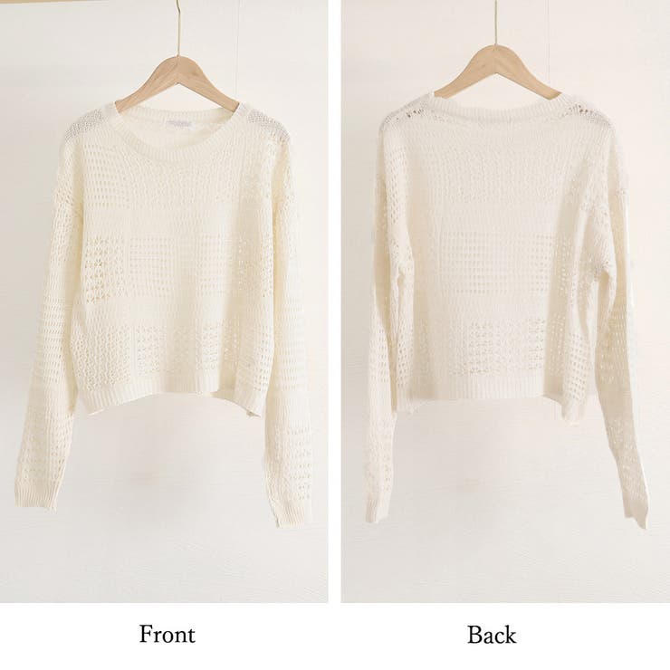透かし編みニットトップス レディース長袖 | Miniministore | 詳細画像3 