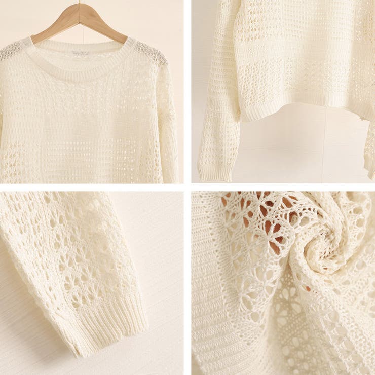 透かし編みニットトップス レディース長袖 | Miniministore | 詳細画像4 