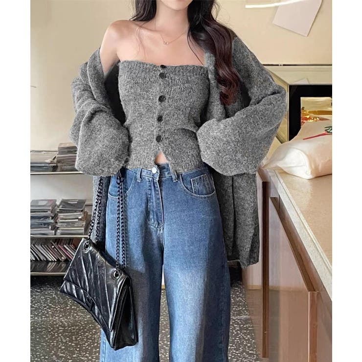 ニットアンサンブルベアトップニットカーデ | Miniministore | 詳細画像2 