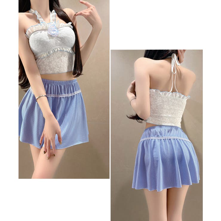 花柄レースフリル水着三点セット体型カバー | Miniministore | 詳細画像2 