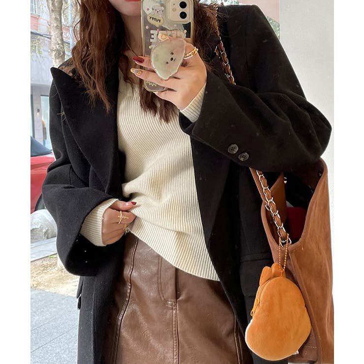 裏起毛ニットトップス Vネックリブニット | Miniministore | 詳細画像5 