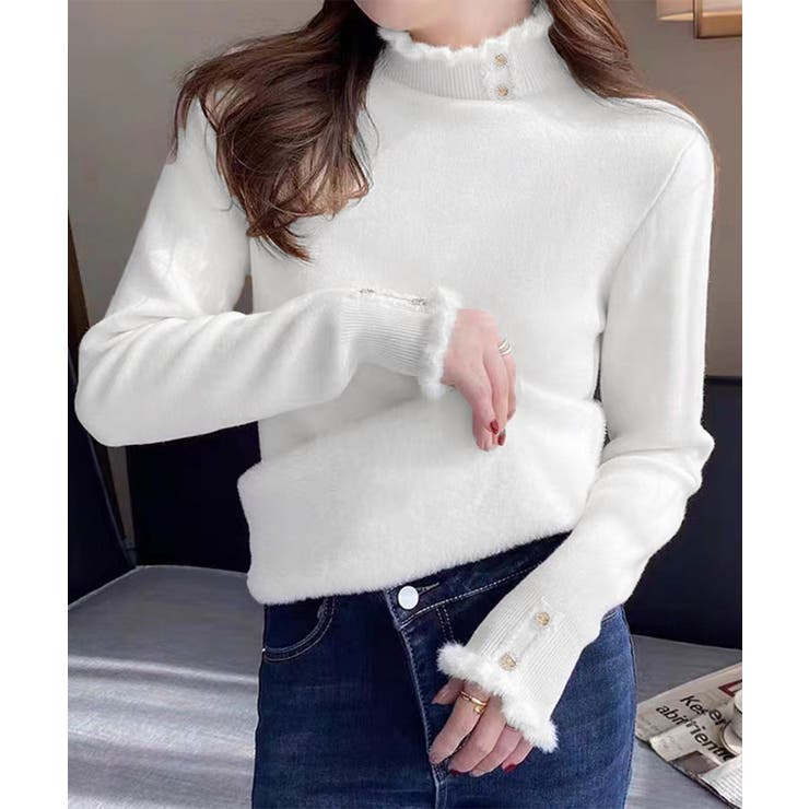 裏起毛 ハイネックニットトップスフリル襟 | Miniministore | 詳細画像9 