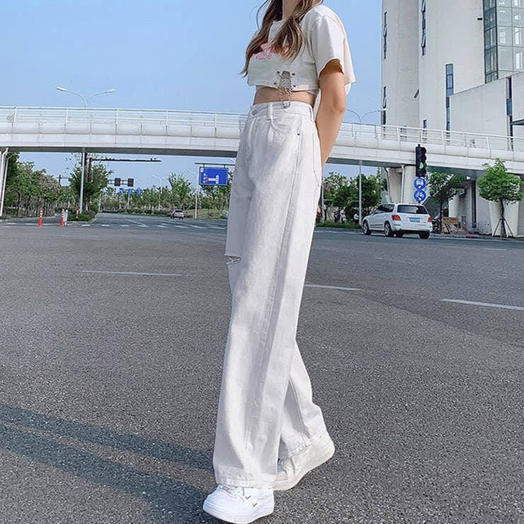 デニムストレートパンツ ダメージジーンス | Miniministore | 詳細画像10 