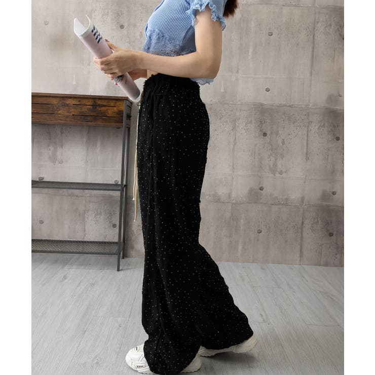 蝶柄ワイドパンツ ダメージロングパンツ夏 | Miniministore | 詳細画像18 