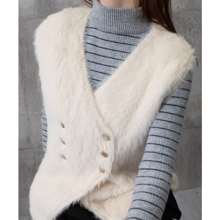 ふわふわファーベストVネックニットベスト | Miniministore | 詳細画像19 