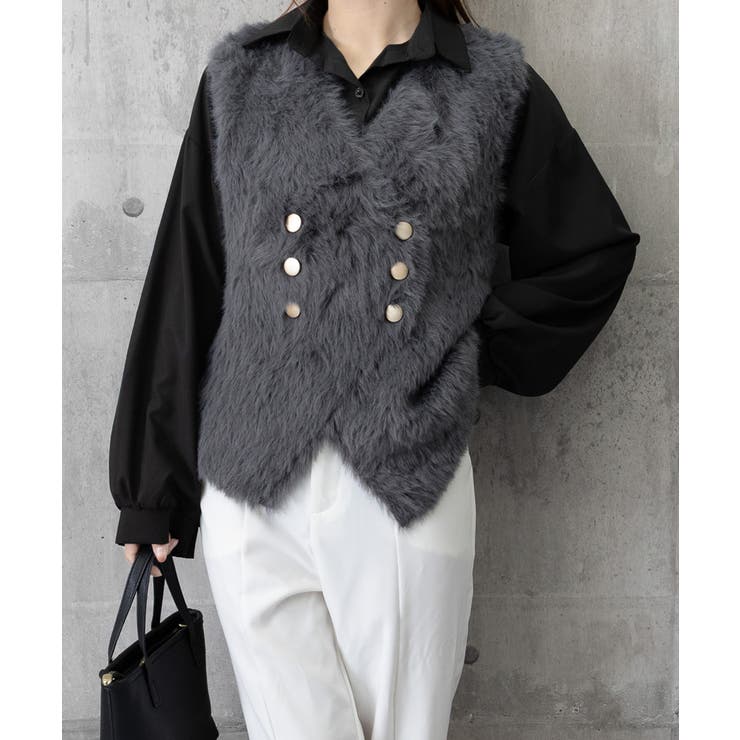 ふわふわファーベストVネックニットベスト | Miniministore | 詳細画像20 