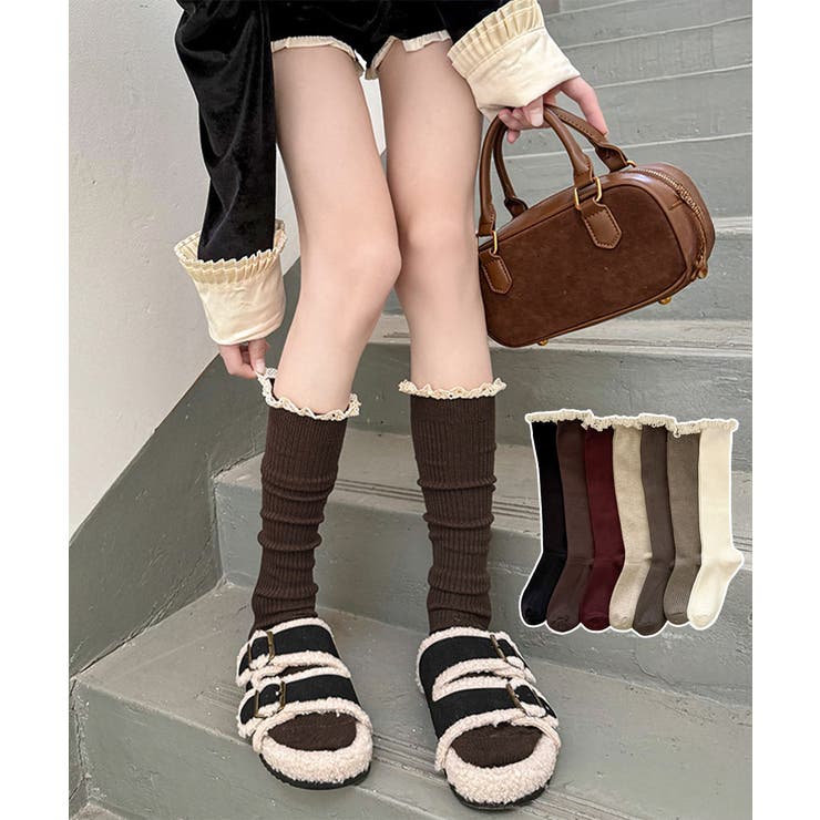 カシミヤ風 フリルロングソックス 暖かい | Miniministore | 詳細画像1 