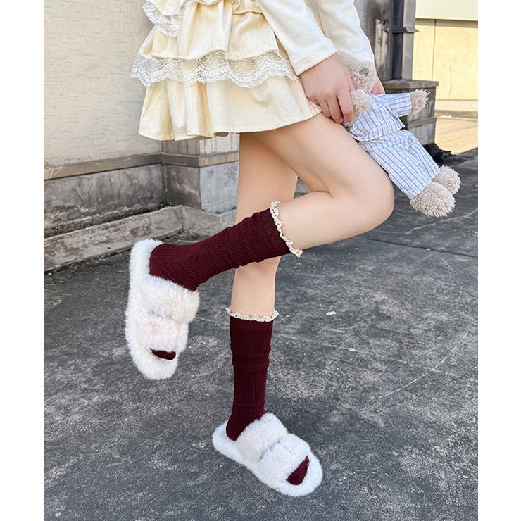 カシミヤ風 フリルロングソックス 暖かい | Miniministore | 詳細画像15 