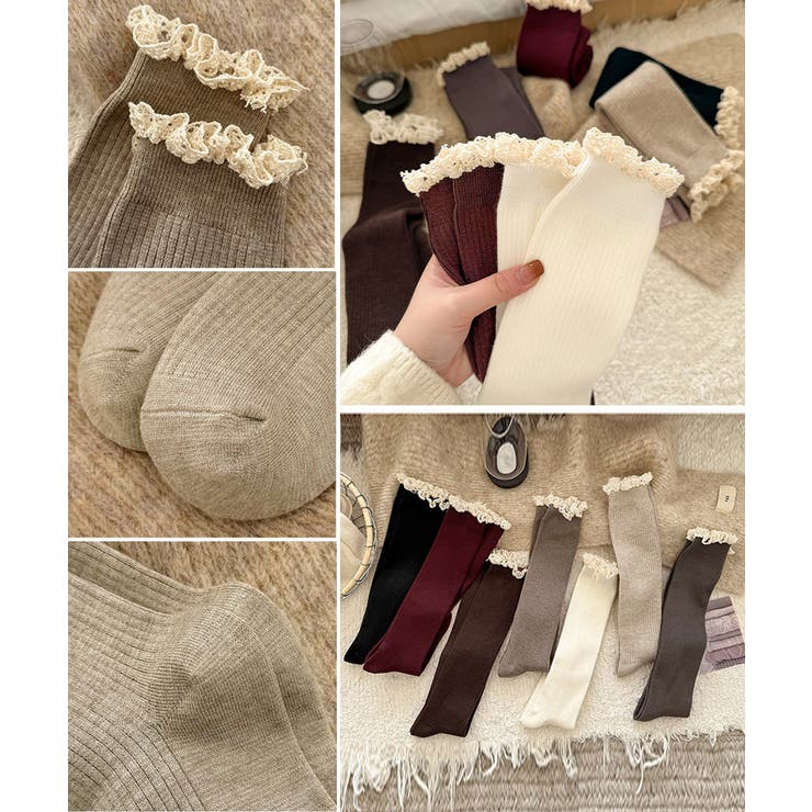 カシミヤ風 フリルロングソックス 暖かい | Miniministore | 詳細画像20 