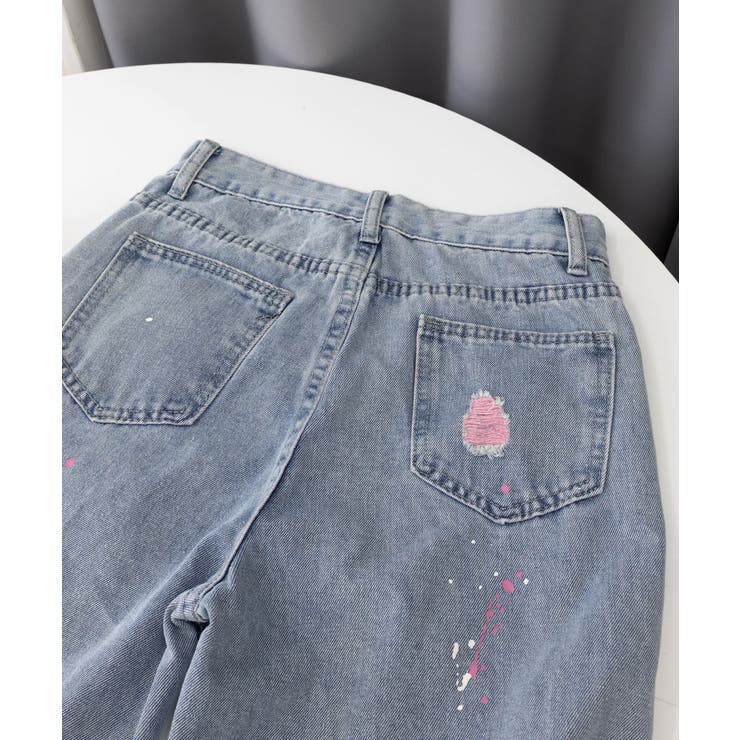 miniministore ジーンズ デニム デニムパンツ ピンク ダメージ