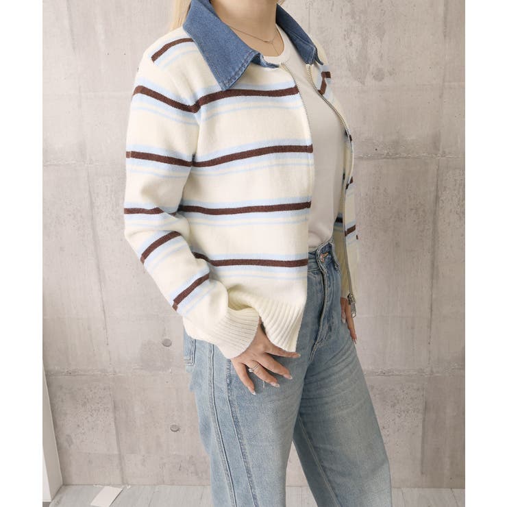 おしゃれニットトップスレディース 大人カジュアルカーディガン配色ポロカラー セー… | SUNSHINE CLOSET | 詳細画像20 