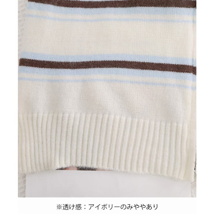 おしゃれニットトップスレディース 大人カジュアルカーディガン配色ポロカラー セー… | SUNSHINE CLOSET | 詳細画像25 