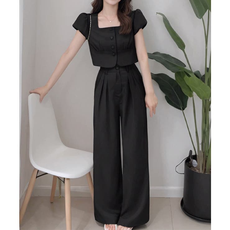 【全商品オープニング価格 特別価格】 セットアップ春夏半袖トップスワイドパンツ[品番：II000012507 トップス
