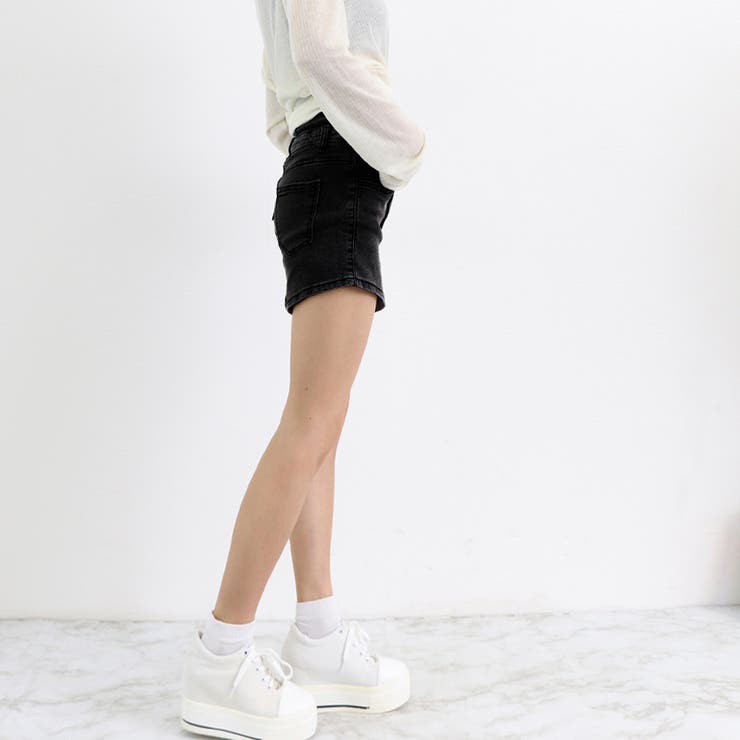 デニム ショートパンツ ハイウエスト美脚[品番：II000008367