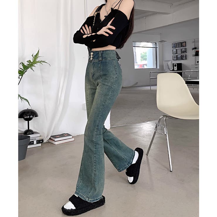 レトロ セミフレアデニムパンツレディース | Miniministore | 詳細画像5 