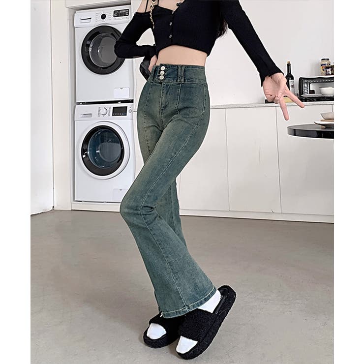 レトロ セミフレアデニムパンツレディース | Miniministore | 詳細画像7 