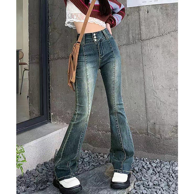 レトロ セミフレアデニムパンツレディース | Miniministore | 詳細画像8 